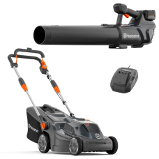 Акумуляторна газонокосарка Husqvarna Aspire LC34-P4A KIT і повітродув Husqvarna Aspire B8X-P4A, з акб 4 Ah і з/п